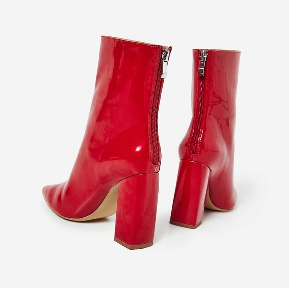 EGO Everly Block Heel Ankle Boot In Red Patent - Picture 2 of 3
